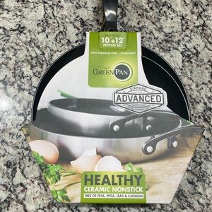 NEW Greenpan Venice Pro Noir 10-Inch & 12-Inch Ceramic Nonstick Fry Pan Set $150